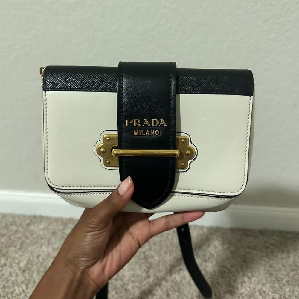 Prada Black and Cream Crossbody Bag